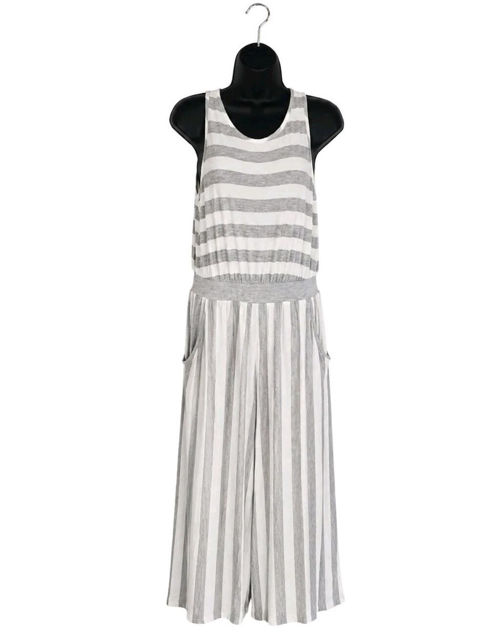 Jumpsuit Romper Eby California Womens Small Sleeveless Surpliced Wideleg striped